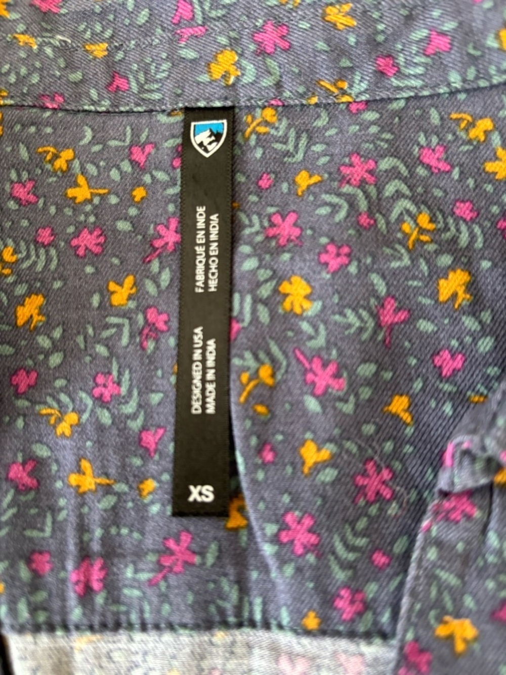 Kuhl Lilliana Indigo Orchid Short Sleeve Floral Shirt Outdoor Hiking XS - Picture 5 of 9